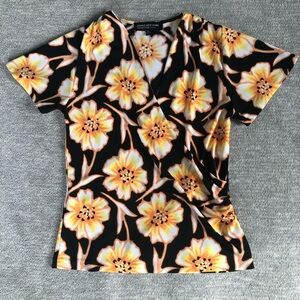 Jones New York Petite Floral Surplice Top Size Small